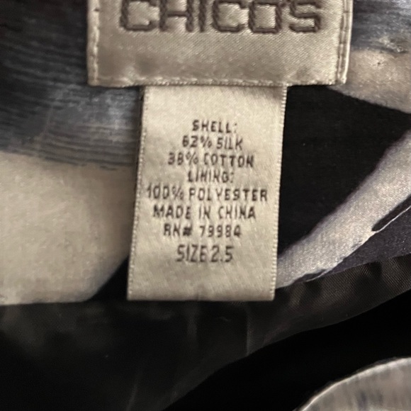 Chico’s Blue, White and Grey Floral Silk Skirt - Picture 4 of 4